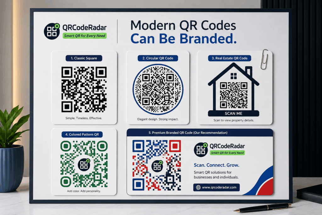 Modern QR code designs with circles rounded edges logos and custom shapes