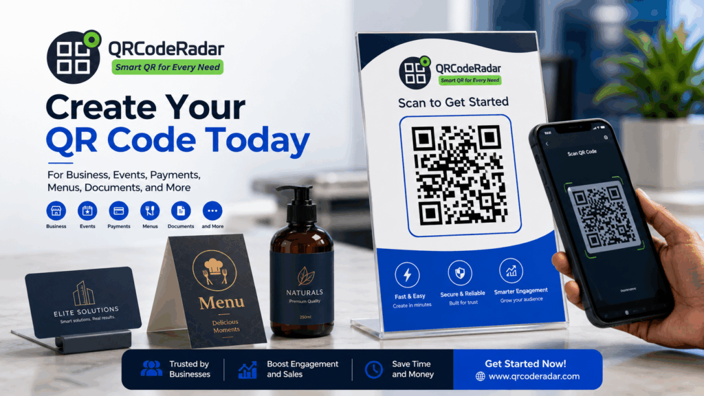 Call to action image showing one QR code for business and everyday use